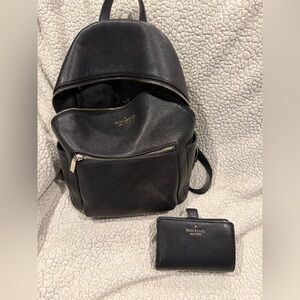 Kate Spade Black leather Backpack and Wallet Set